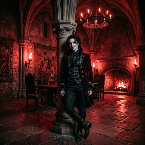 Dark Fantasy Vampire in Castle: Enigmatic Tale of Gothic Intrigue