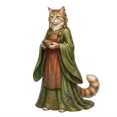 Ethereal Feline Character Inspired by Sigyn Mythology