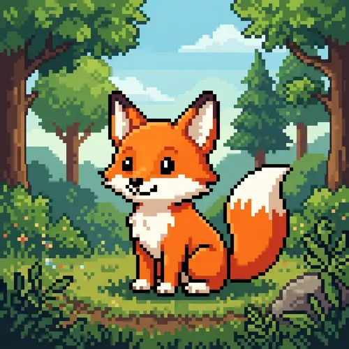 Pixel Art Fox - Unique Digital Design