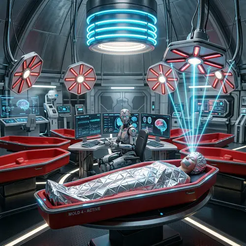 Futuristic Medical Facility with Laser Technology