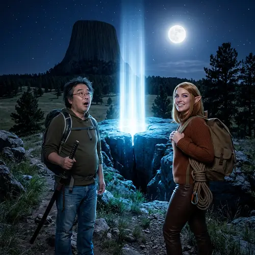 Mystical Moonlit Portal Near Devils Tower
