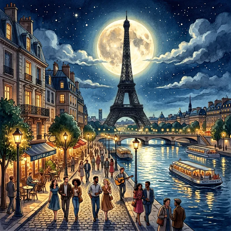 Enchanting Paris Moonlight Views - Eiffel Tower & More Enchanting Paris Moonlight Views - Eiffel Tower & More