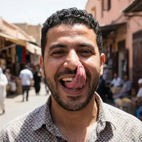 Middle-Eastern Man with Extraordinarily Long Tongue | Unique Feature