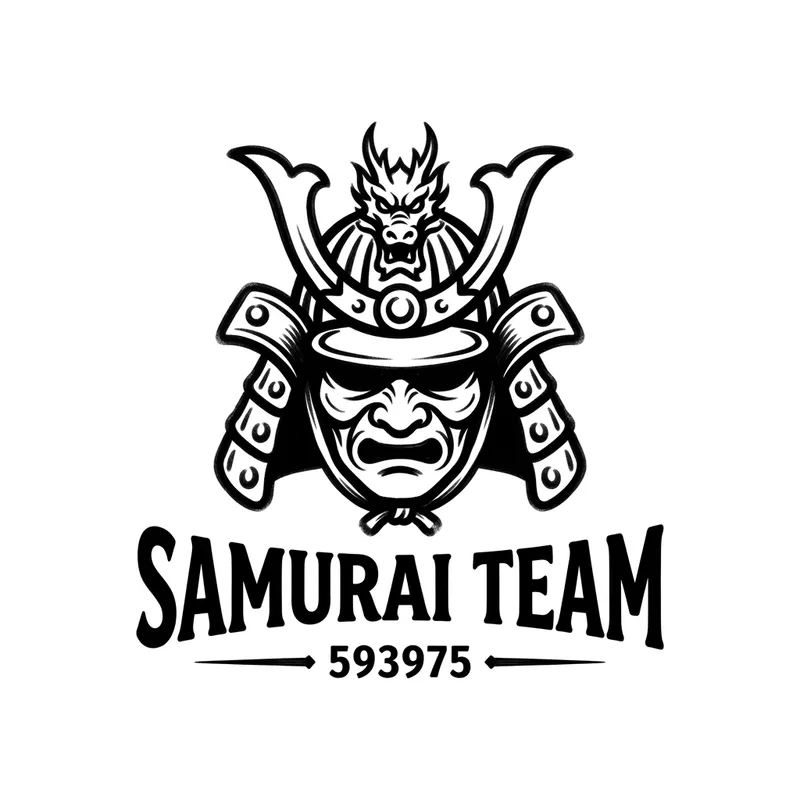 Samurai Team Logo Design | Black Helmet on White Background Samurai Team Logo Design | Black Helmet on White Background