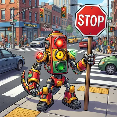 Traffic Light Pokémon with Stop Sign