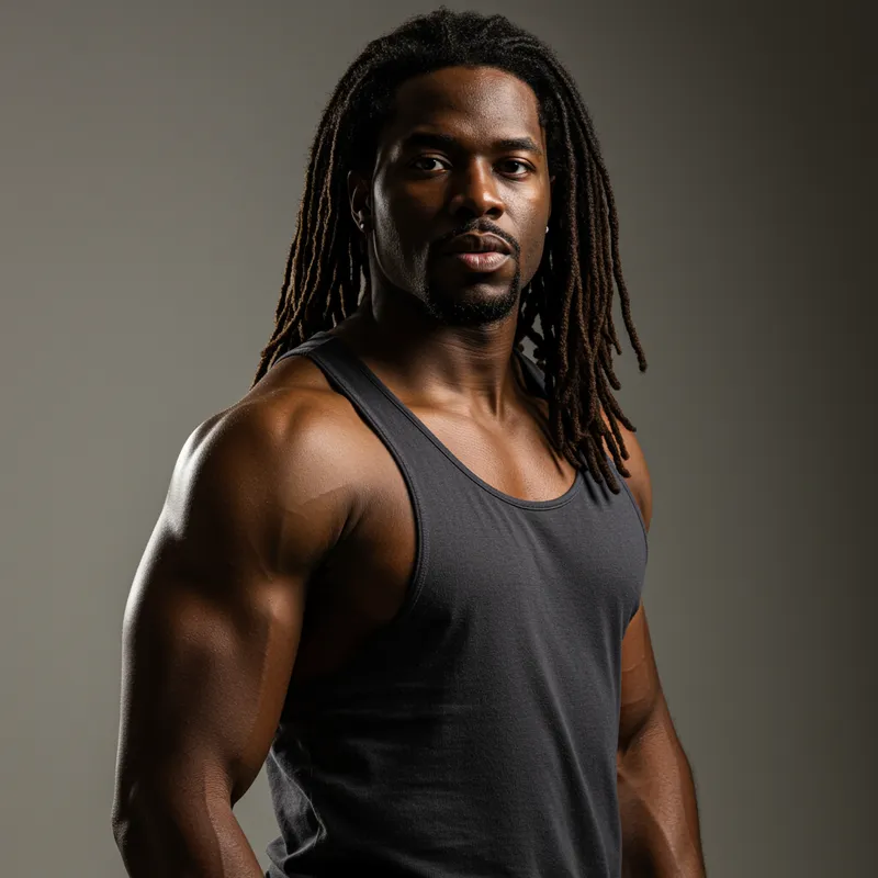 Hot Muscular Black American with Dreadlocks