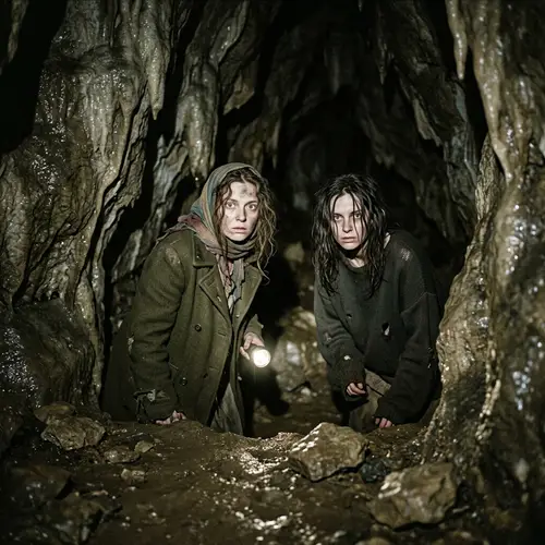 Creepy Horror Woman Emerging from a Cave