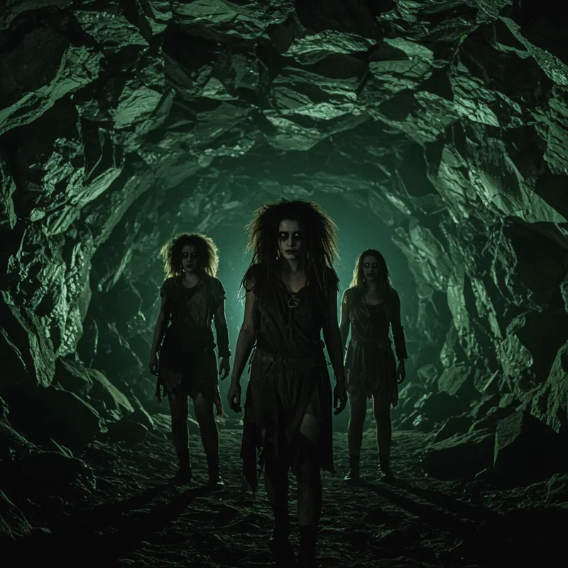 Creepy Horror Woman Emerging from a Cave