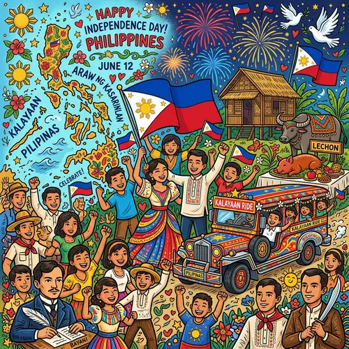 Vibrant Doodle Art for Philippine Independence Day