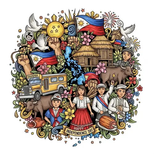 Vibrant Doodle Art for Philippine Independence Day
