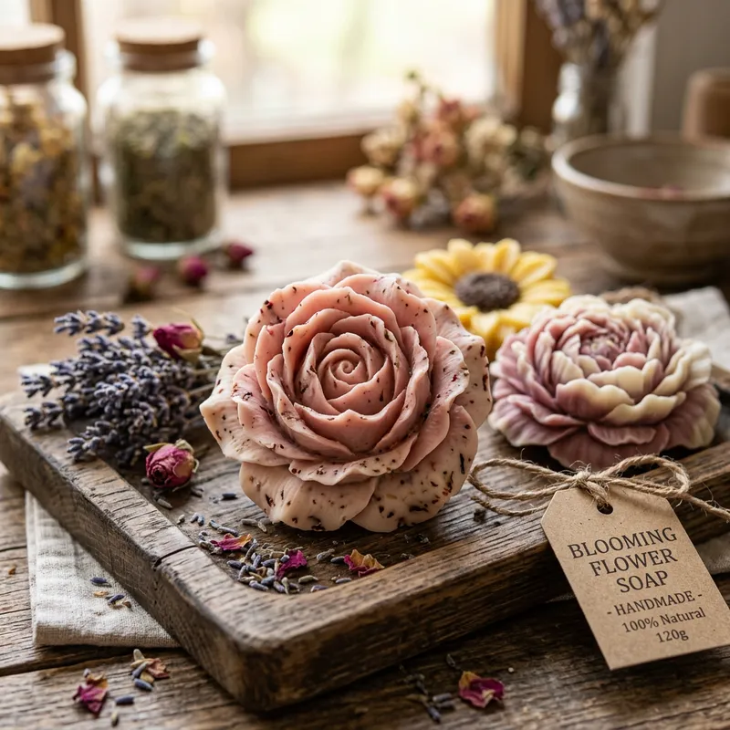 Handmade Flower-Shaped Soaps | Artisanal Bath Products | Floral Design