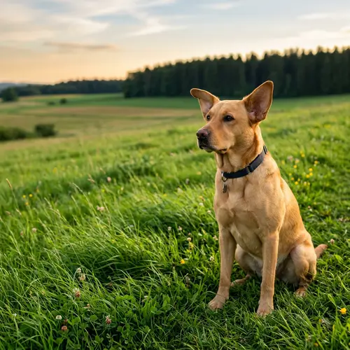 Pensive Labrador Retriever in Serene Field