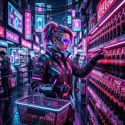 Futuristic Cyberpunk Supermarket Experience