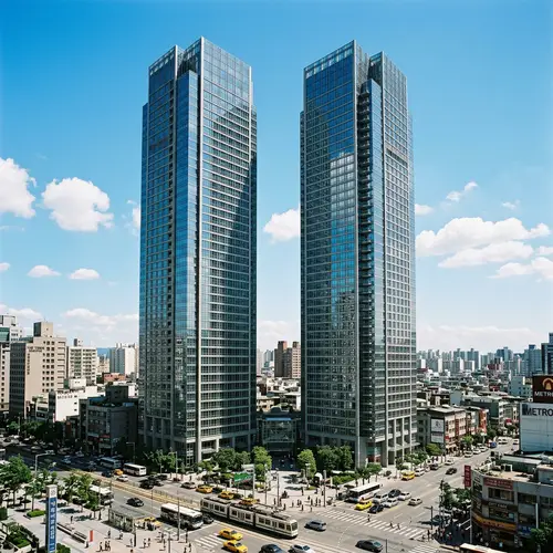 Cityscape with Twin Towers | Urban Skyline View