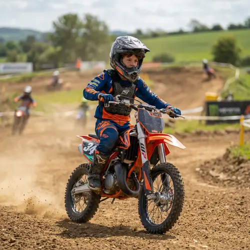 11-Year-Old Boy Riding Motocross Bike | Brown Hair, 65kg