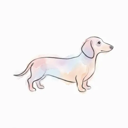 Minimalistic Dachshund Art: Linear Design in Pastel Hues