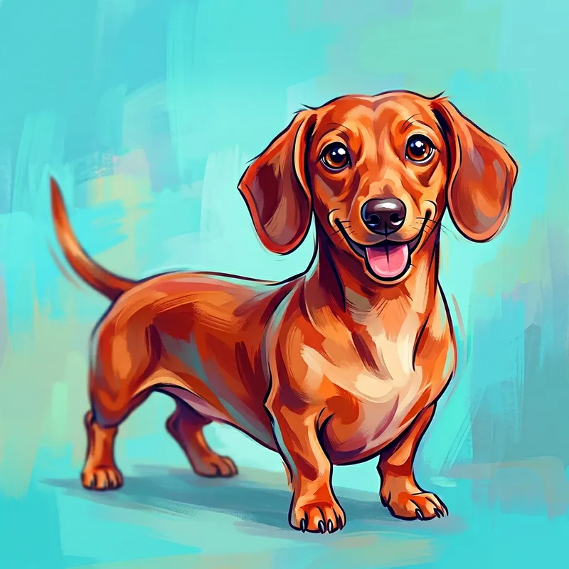 Playful Dachshund Art: Joyful Dog in Modern Style