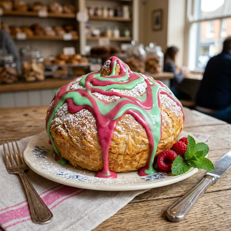 Whimsical Pastry with Raspberry Icing Delight Whimsical Pastry with Raspberry Icing Delight