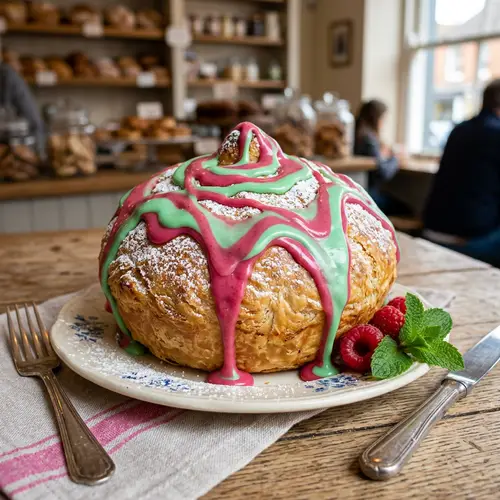 Whimsical Pastry with Raspberry Icing Delight