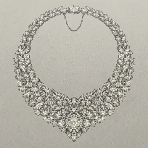 Elegant Diamond Necklace Sketch - Artistic Design