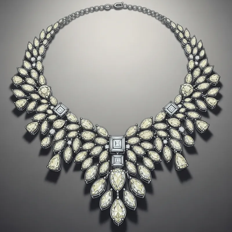 Elegant Diamond Necklace Sketch - Artistic Design