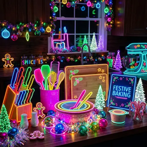 Festive Holiday Kitchen Counter Display - Neon Colors