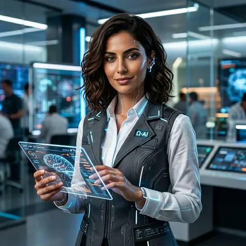 Confident 24-Year-Old Middle-Eastern Woman in Futuristic Attire