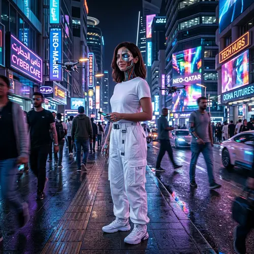 Futuristic Middle-Eastern Woman with Visible Robot Features