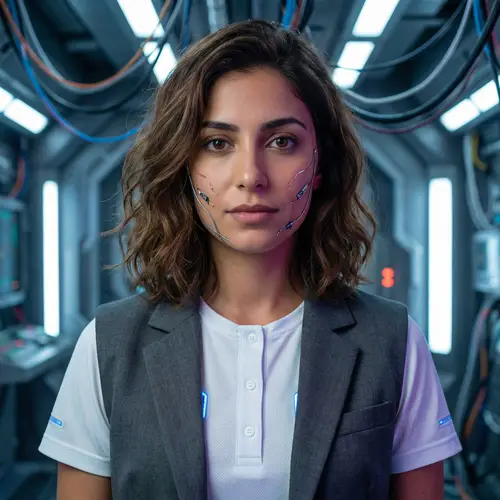 Exquisite 24-Year-Old Middle-Eastern Woman in Futuristic Setting