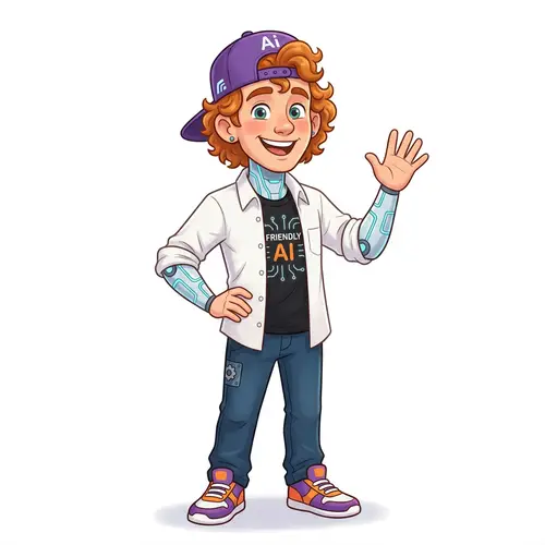 Amiable Ginger-Haired AI Character | Cartoon Illustration