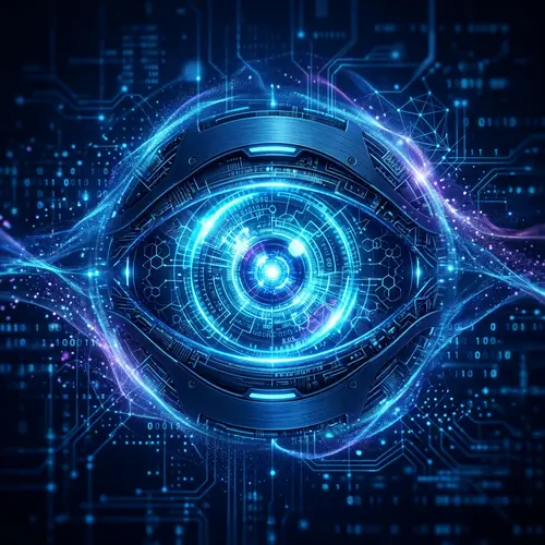 Futuristic AI Eye Design in Dark Blue Tones