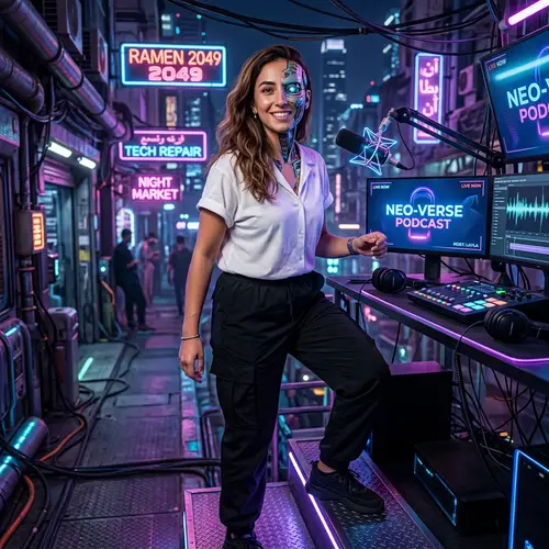 Cyberpunk Style: Futuristic 24-Year-Old Middle-Eastern Woman