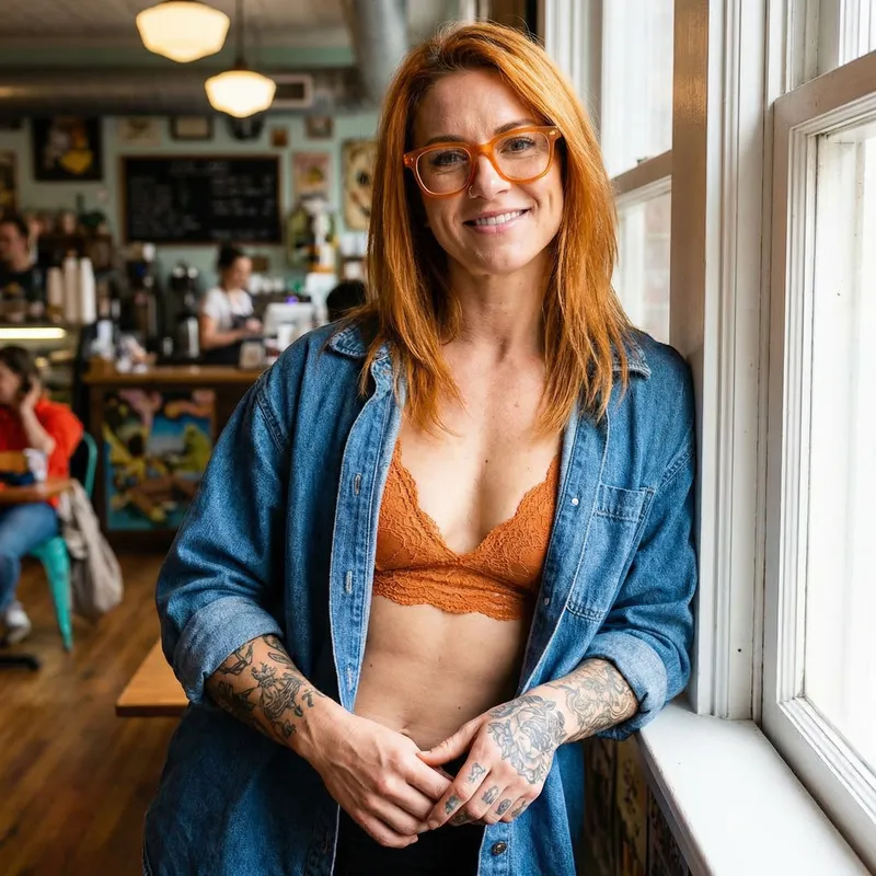 Stylish Fit Women with Orange Hair and Tattoos