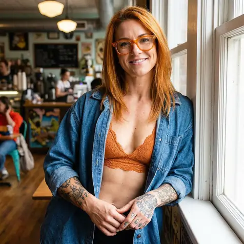 Stylish Fit Women with Orange Hair and Tattoos