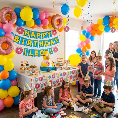 Homero Simpson Themed Birthday Party Decor with Balloons