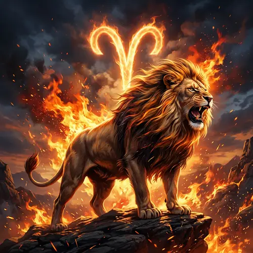 Powerful Lion: Embodying Aries Boldness & Courage