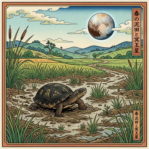 Turtle in Mud Field with Grass under Daylight Sky | Neptune Naruto Style