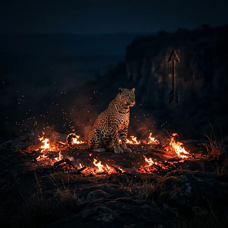 Majestic Leopard Amidst Ring of Fire