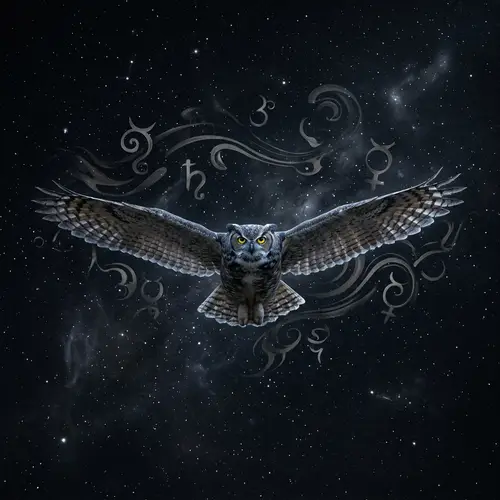 Enigmatic Owl in Celestial Night Sky