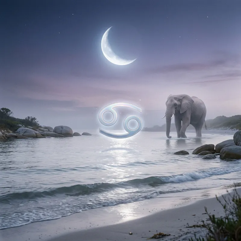 Intuitive Cancer Symbolism: Moonlit Water and Nurturing Elephant