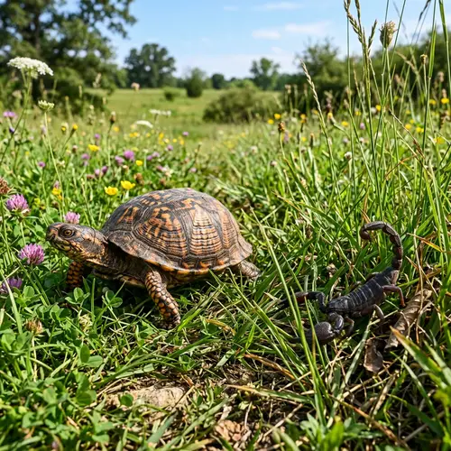 Turtle and Scorpio Encounter in Nature