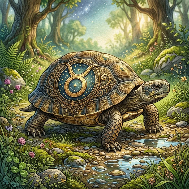 Taurus Turtle on Ground - Mystical Nature Imagery