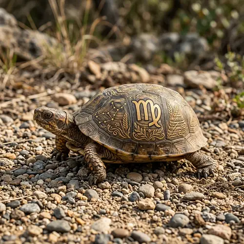 Virgo Turtle on Textured Ground | Zodiac Symbol Pattern