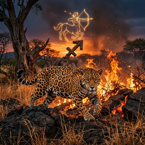 Majestic Jaguar: Sagittarius Wild Nature in Fire Element
