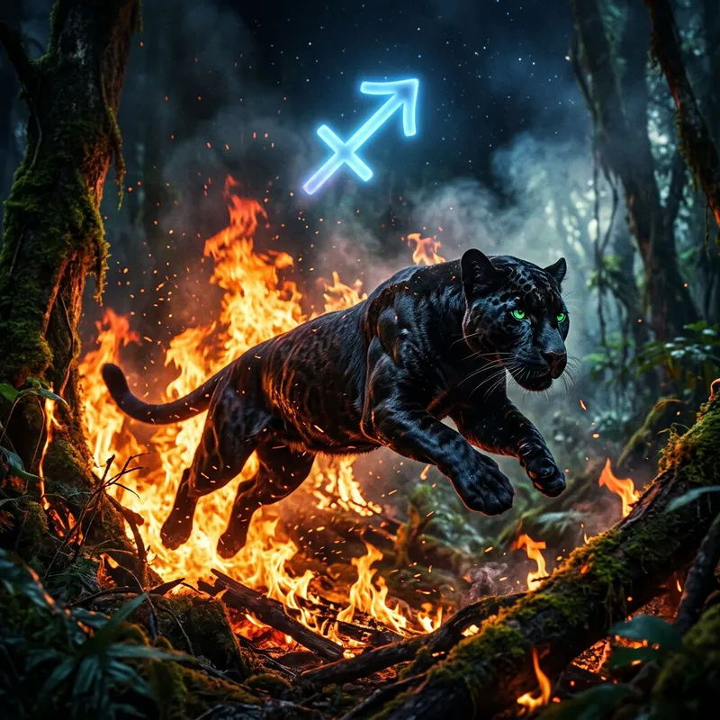 Fierce Jaguar Leaping Through Blazing Fire