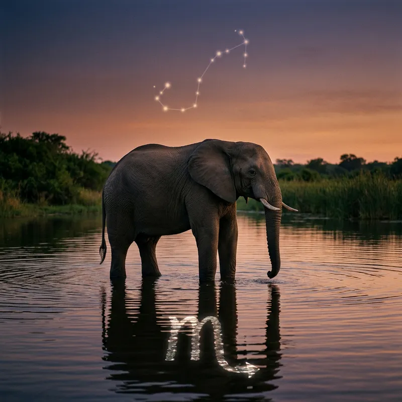 Scorpio Symbolism: Tranquil Elephant in Zodiac Harmony