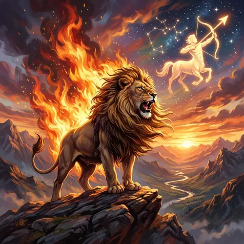 Majestic Sagittarius Lion Art - Symbolizing Adventure and Courage