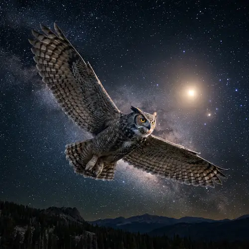 Night Sky Owl Flight: Magnificent Visual Story