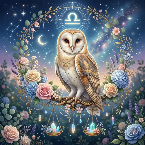 Graceful and Serene Libra Owl: Symbol of Wisdom and Harmony