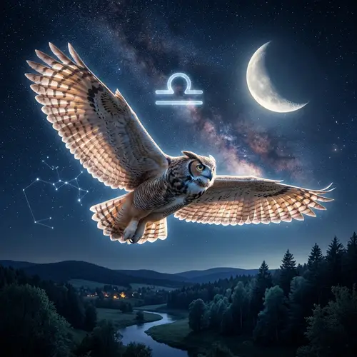 Serenity in the Night Sky: Owl, Air & Libra Symbol